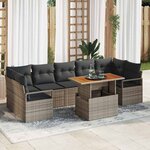 vidaXL Ensemble de canapé de jardin avec coussin 8 Pièces Gris et marron