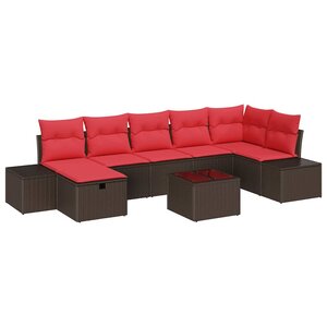 vidaXL Ensemble de canapé de jardin 8 Pièces Marron 55 x 62 x 69 cm