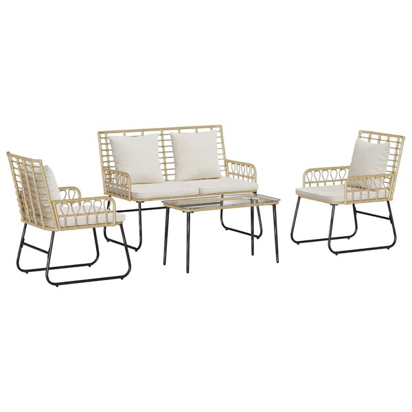 vidaXL Ensemble de meubles de jardin 4 pc Noir et anthracite polyrotin