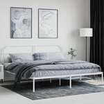 vidaXL Cadre de lit métal sans matelas et tête de lit blanc 200x200 cm
