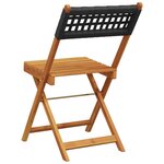 vidaXL Chaises de bistrot lot de 2 noir bois massif d'acacia et rotin