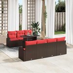vidaXL Ensemble de canapé de jardin 8 Pièces Marron Poly rotin