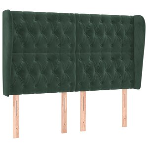 vidaXL Tête de lit avec oreilles Vert foncé 163x23x118/128 cm Velours