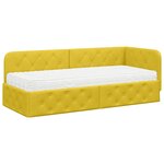 vidaXL Cadre de lit d'angle avec matelas Jaune 80 x 200 cm Velours