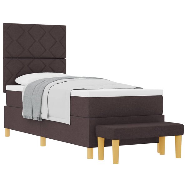 vidaXL Lit à ressorts avec matelas Marron foncé 80 x 200 cm tissu