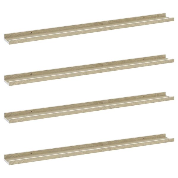 vidaXL Étagères murales 4 Pièces blanc et chêne sonoma 100x9x3 cm