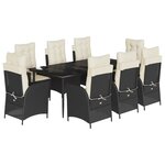 vidaXL Ensemble à manger de jardin 9Pièces coussins noir résine tressée
