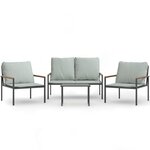 vidaXL Salon de jardin avec coussins 4 Pièces anthracite acier