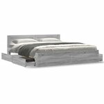vidaXL Cadre de lit tête de lit sans matelas sonoma gris 200x200 cm