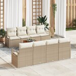 vidaXL Ensemble de Canapés de Jardin 9 pièces avec Coussins Beige Poly Rattan Acacia