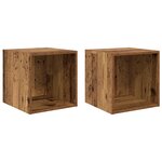 vidaXL 2 Armoires Murales - Bois Ancien - 37x37x37 cm - Fabriqué en Bois d'Ingénierie