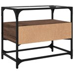 vidaXL Meuble TV avec dessus en verre chêne marron bois d'ingénierie