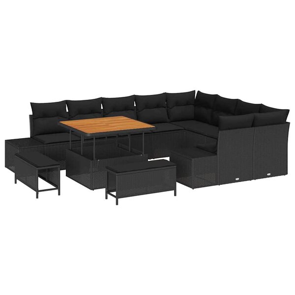 vidaXL Ensemble de canapé de jardin 12 Pièces Noir 100 x 100 x 71 cm
