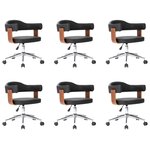vidaXL Chaises pivotantes à manger lot de 6 bois courbé et similicuir