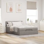 vidaXL Lit ottoman avec matelas et LED taupe 140x200 cm tissu