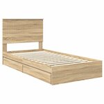 vidaXL Lit de Rangement Chêne Sonoma 100 x 200 cm Bois d'ingénierie