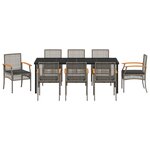 vidaXL Ensemble de Salle à Manger de Jardin 9 Pièces avec Coussins Gris Rattan PE