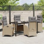 vidaXL Ensemble de Salle à Manger de Jardin de 5 Pièces avec Coussins Beige Poly Rattan