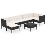 vidaXL Salon de jardin 8 Pièces avec coussins résine tressée noir