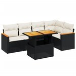 vidaXL Salon de jardin 6 Pièces avec coussins noir résine tressée