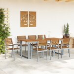vidaXL Ensemble de salle à manger de jardin 9 pièces en bois solidité d’acacia et métal