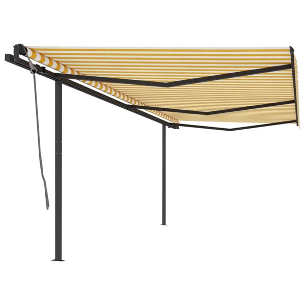 vidaXL Auvent automatique rétractable avec poteaux 6x3m Jaune et blanc