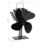 vidaXL Ventilateur de poêle alimenté par chaleur 4 pales Noir