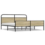 vidaXL Cadre de lit en métal sans matelas chêne sonoma 193x203 cm