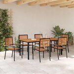 vidaXL Ensemble de salle à manger pour jardin 7 Pièces Noir et Bois