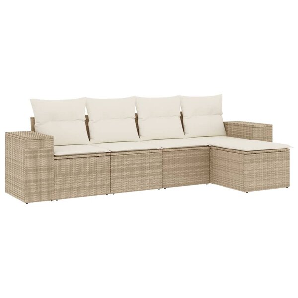 vidaXL Salon de jardin avec coussins 5 Pièces beige résine tressée