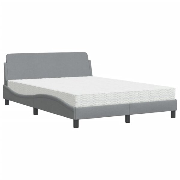 vidaXL Lit avec matelas Dover gris clair 140x190 cm tissu