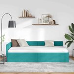 vidaXL Cadre de lit d'angle avec tête de lit Turquoise 90 cm x 200 cm