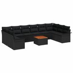 vidaXL Ensemble de canapé de jardin 11 Pièces Noir 55 x 55 x 37 cm