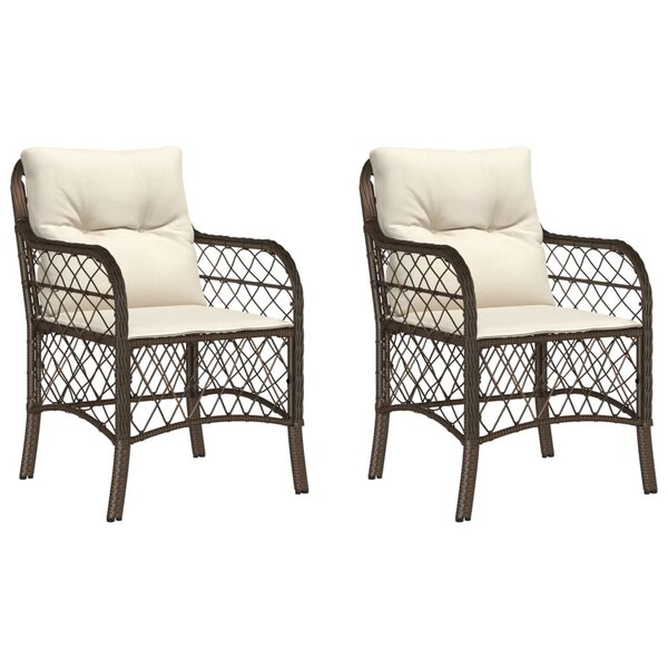 vidaXL Chaises de jardin avec coussins lot de 2 marron résine tressée