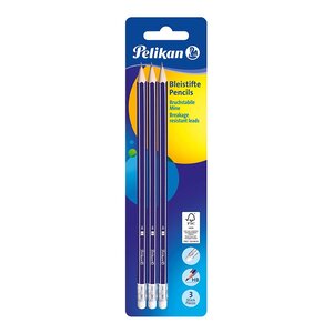 blister de 3 crayons avec gomme GP,degré de dureté HB PELIKAN