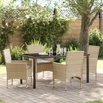 Ensemble de salle à manger de jardin 5 pièces vidaXL avec coussins en rotin poly beige