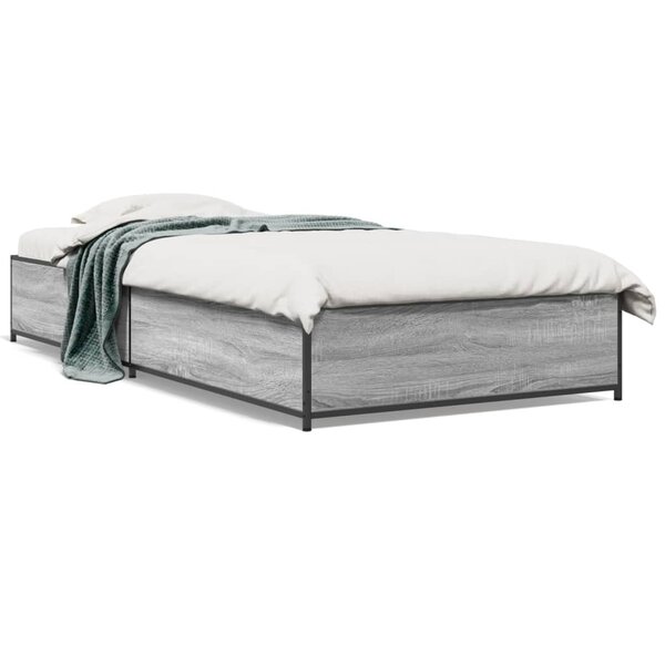 vidaXL Cadre de lit sans matelas sonoma gris 100x200 cm