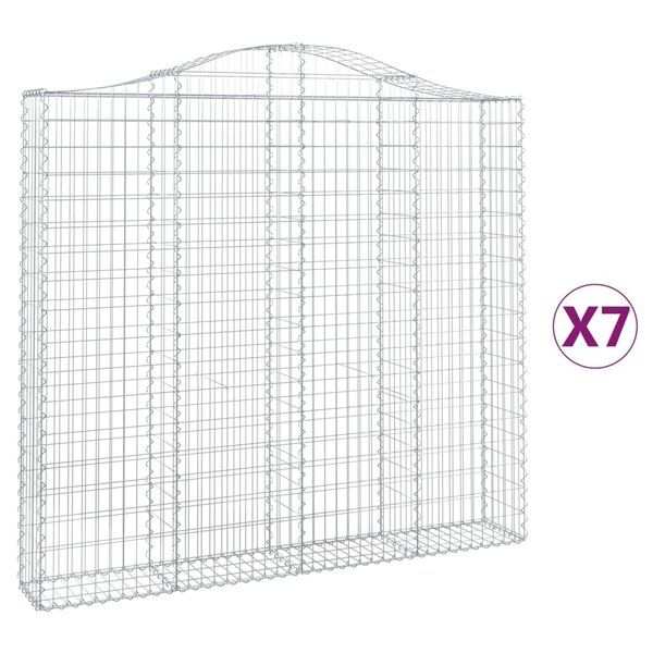 vidaXL Paniers à gabions arqués 7 Pièces 200x30x180/200 cm Fer galvanisé