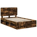 vidaXL Cadre de lit Chêne fumé 120 x 190 cm Bois de pin massif
