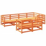 vidaXL Salon de jardin 7 Pièces cire marron bois de pin massif