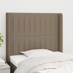 vidaXL Tête de lit avec oreilles Taupe 103x16x118/128 cm Tissu