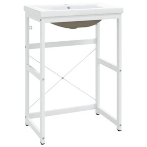 vidaXL Cadre de lavabo de salle de bain vasque à encastrer Blanc Fer