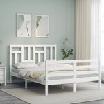 vidaXL Cadre de lit sans matelas blanc bois massif
