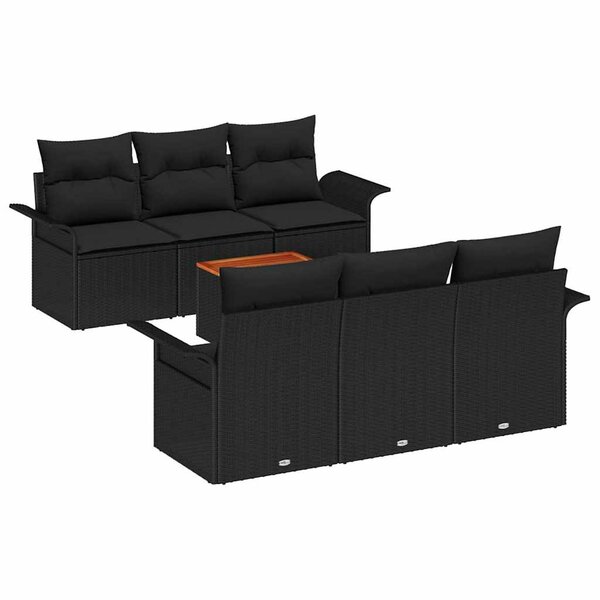 vidaXL Ensemble de canapé de jardin Manuel 7 Pièces Noir 55 x 55 x 37 cm