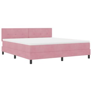vidaXL Lit à ressort LED avec matelas Rose 180 x 200 cm Velours