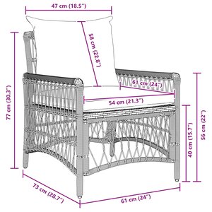 vidaXL Chaise de jardin avec coussin Beige 73 x 61 x 77 cm polyrotin