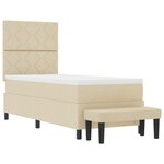 vidaXL Lit à ressorts avec matelas et banc crème 80x200 cm tissu