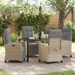 vidaXL Ensemble de jardin 5 pièces beige poly rattan