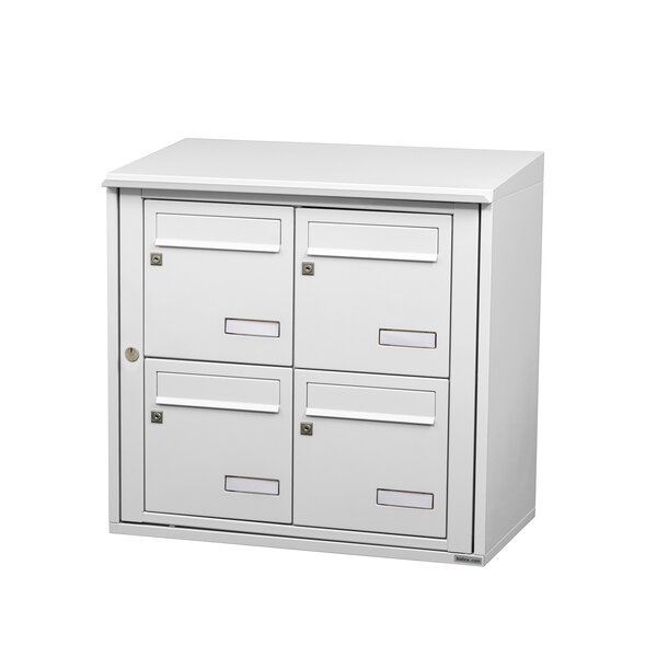 Bloc collectif Leabox  2x2  grade 3  simple face  extérieur  fixation murale  blanc neige  ral 9016 finition brillante