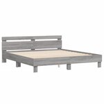 vidaXL Cadre de lit avec tête de lit et LED sonoma gris 180x200 cm